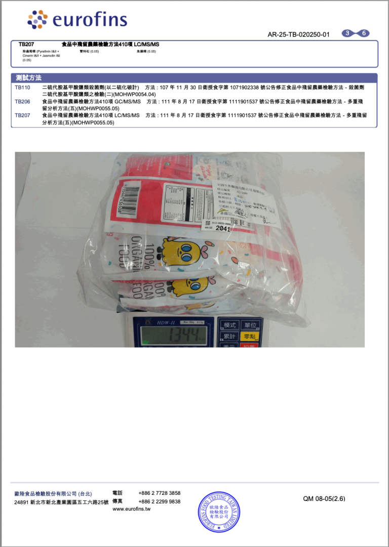 批號2925069台灣411項農殘3